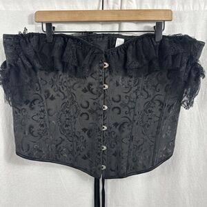 Unbranded Jacquard Black Off Shoulder Lace Tie Corset Womens Sz 6XL Whimsy Dark